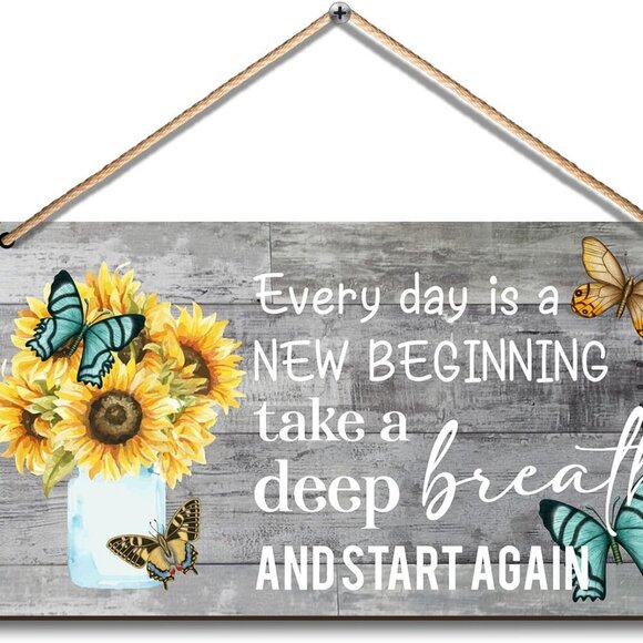 Other - Spring Decorations Every day is a new beginning - Dandelion Butterfly Wooden Wal